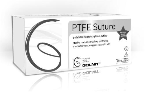 PTFE (політетрафторетилен) шовний матеріал 90см Розмір USP(EP): 3/0(2) Голка: колюча 22мм 1/2 кола Двох-голкова